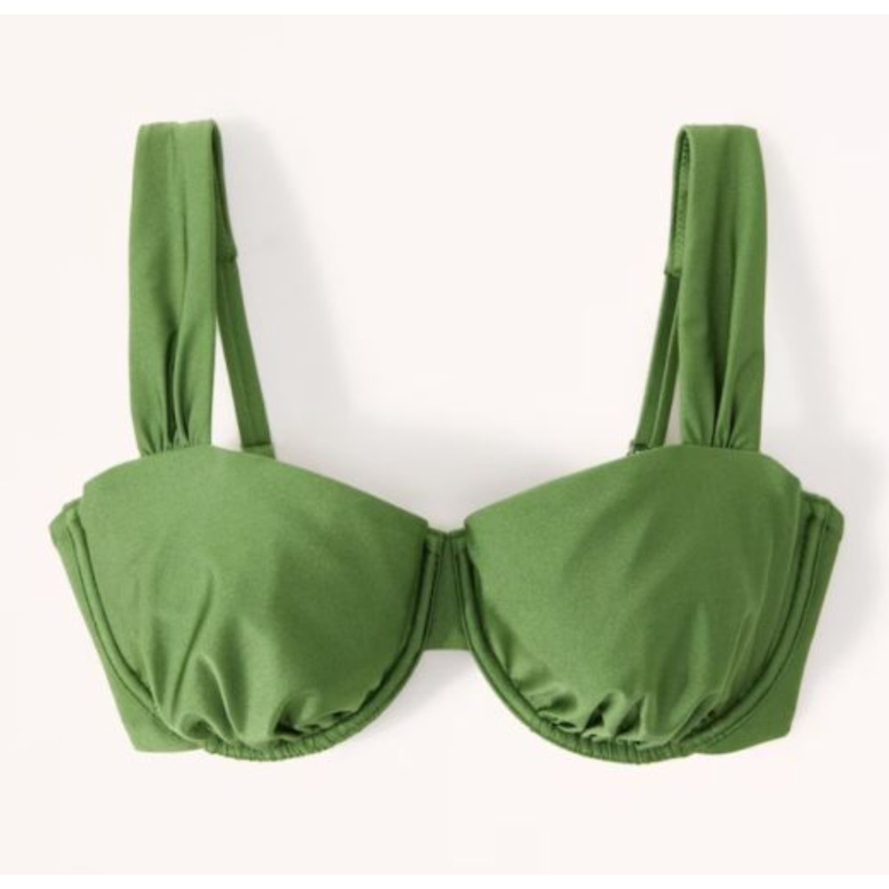 NEW Abercrombie Fitch Bikini Top Size M Curve Love Wide Strap Pleated Underwire